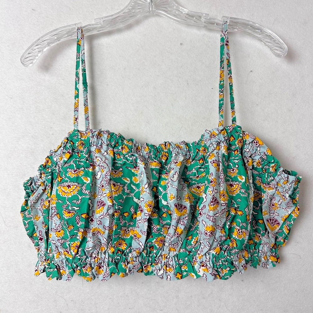 Target Green‎ Floral Cotton Smocked Crop Top XXL NWT Spaghetti Strap Boho